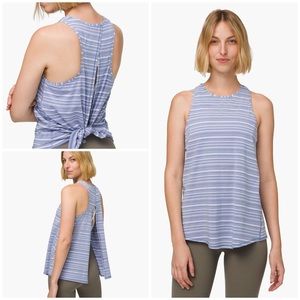 Lululemon All Tied Up Tank Cut Back Stripe Tempest Blue White